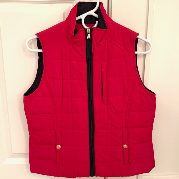 Lauren Red Quilted Vest with Black Lining - Size Petite Med - Perfect Condition - Picture 1 of 2